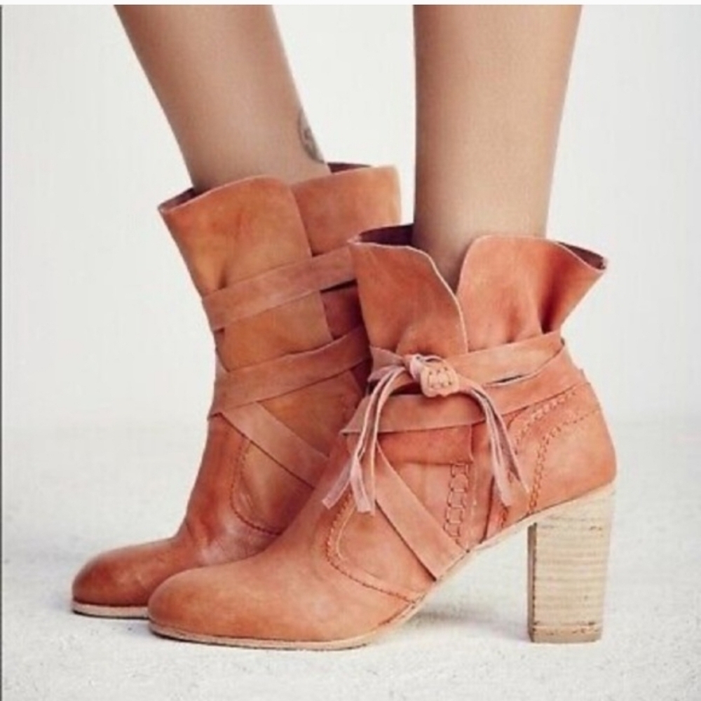 Free People Seven Wonders Ankle Boots in "Brick" (Distressed Leather)
